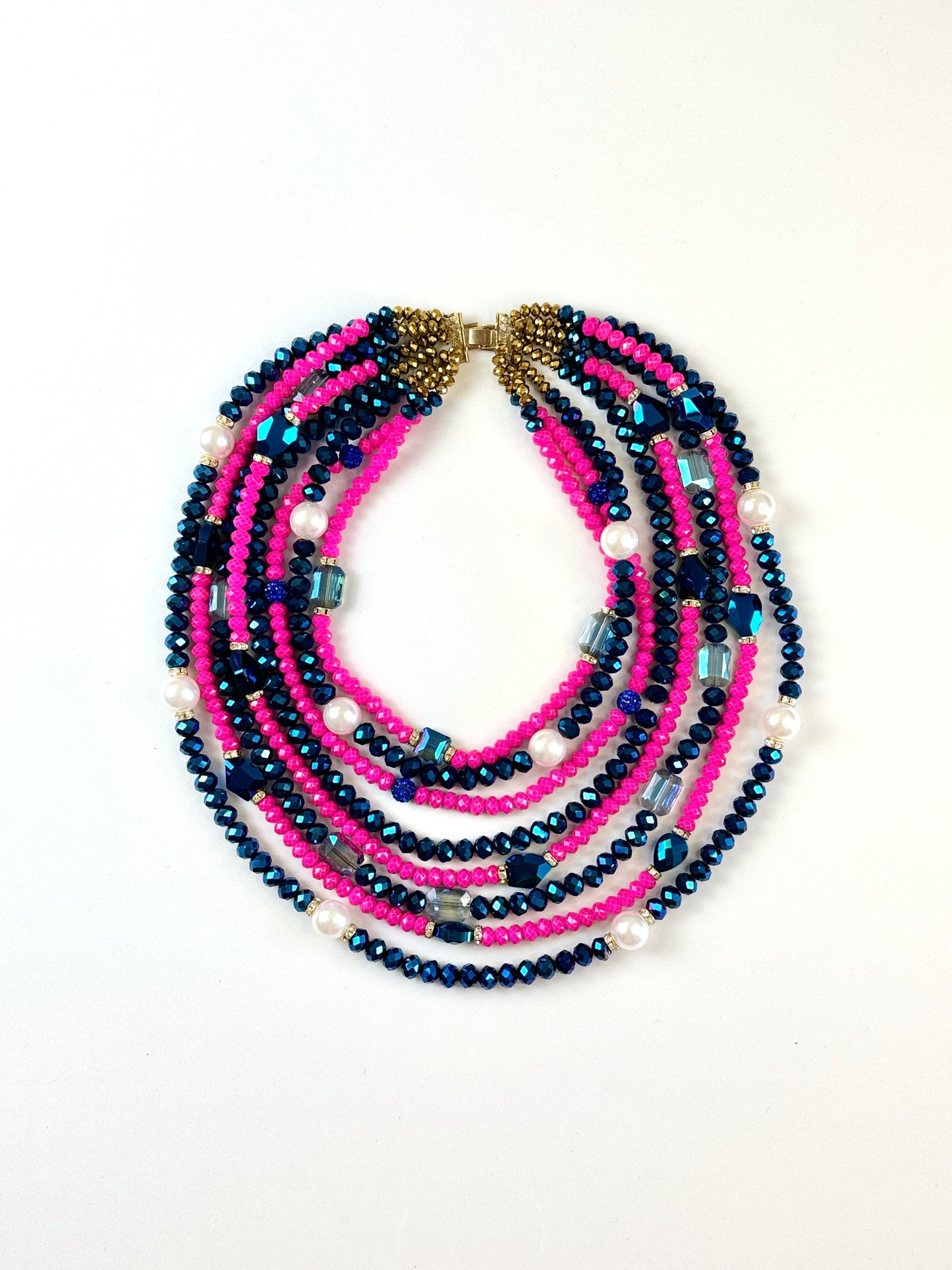 COLLAR CRISTALES Y PERLAS