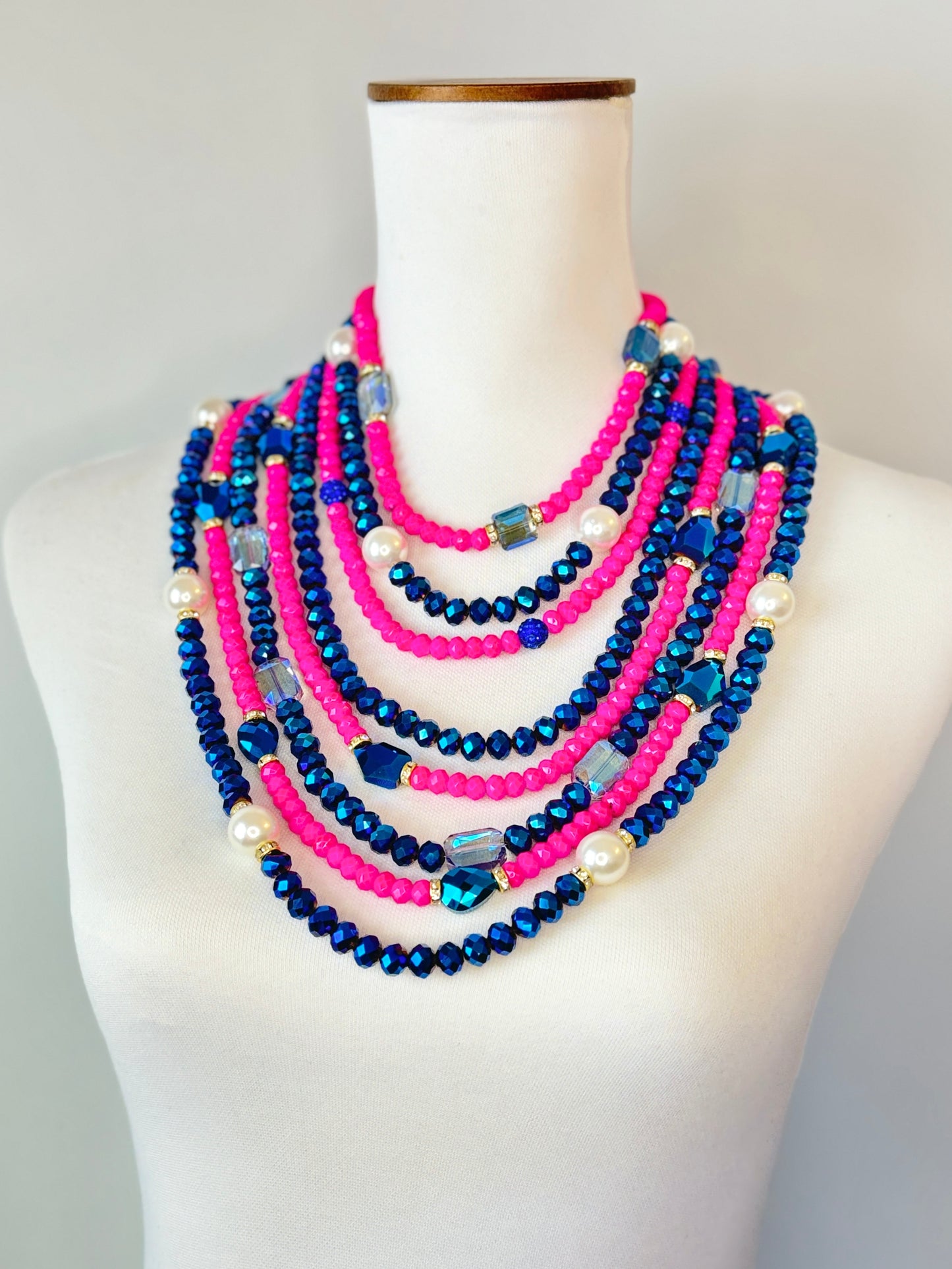 COLLAR CRISTALES Y PERLAS