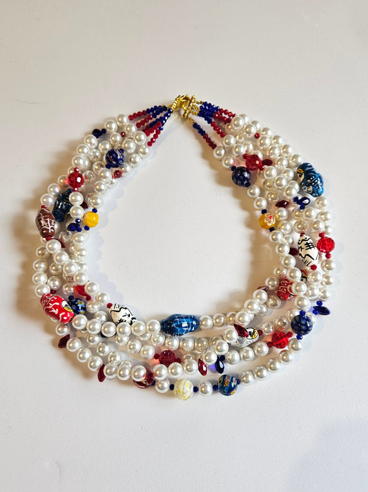 COLLAR PERLAS CON CRISTALES Y PASANTES DE CERÁMICA
