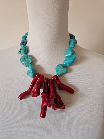 COLLAR CORAL TURQUESAS