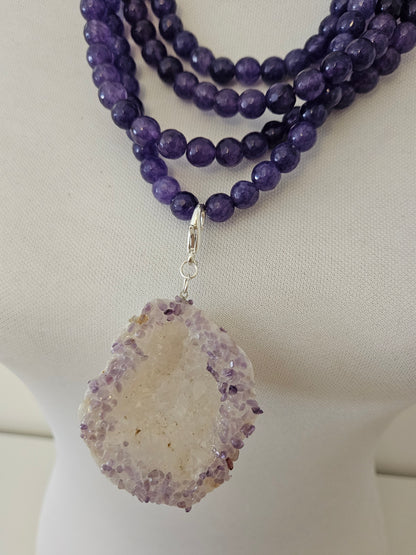 COLLAR PIEDRA NATURAL FACETADA CON CUARZO TINTADO